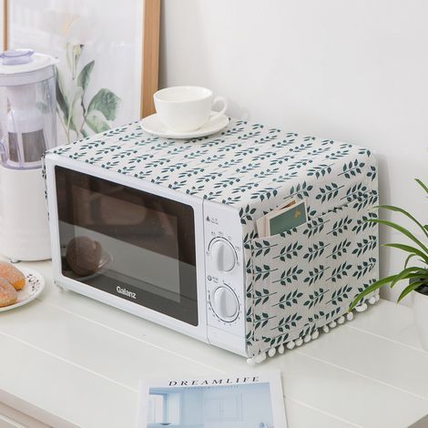 Housse de protection élégante pour four à micro-ondes, anti-poussière, anti-huile, oreilles de blé vert (1/4)
