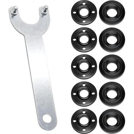 Lot de 10 écrous de meuleuse d'angle – Écrou de verrouillage en métal avec bride 5/8-11 et jeu de clés, pièces de rechange compatibles avec meuleuse d'angle Milwaukee Makita Bosch 11,4 cm 12,7 cm 5/8 (1/5)