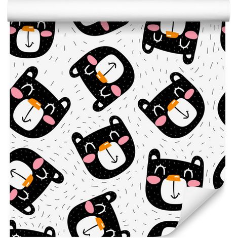 Papier peint à motifs de chatons noirs souriants pour salon et chambre, 50 x 1000 cm (1/5)