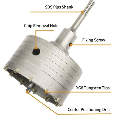 Scie à Cloche Trépan Béton avec Adaptateur SDS Plus 110 mm, Pour Brique Béton Ciment Pierre (100mm+110mm SDS Plus Adaptateur) (1/4)