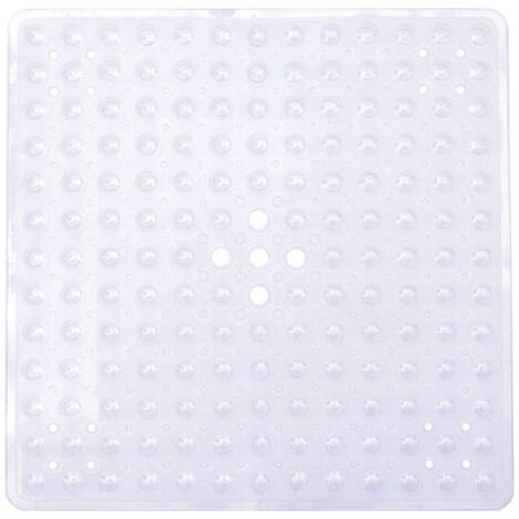 Tapis de douche carré 53 x 53 cm, antidérapant, anti-moisissure, avec ventouse, absorbant, sans BPA, antibactérien, lavable en machine, avec trous de drainage - Blanc