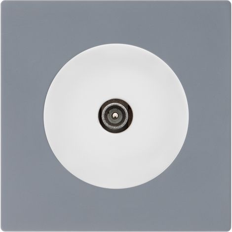 Prise TV/SAT blanc glossy DOM + plaque simple gris (1/5)