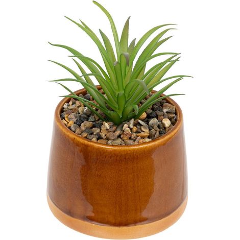 Künstliche Pflanze Keramiktopf H12cm  - Bernstein