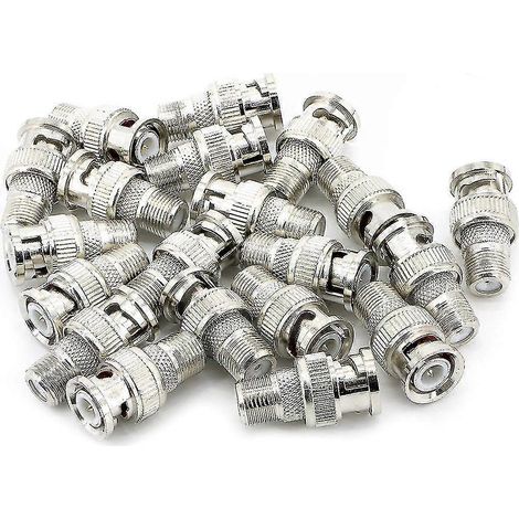 Lot de 20 adaptateurs BNC mâle vers F femelle pour caméras de vidéosurveillance (20 pièces) (1/5)
