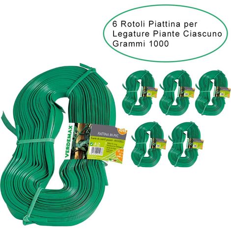 6 rotoli piattina per legature da giardino pvc ciascuno da altezza 18,5 mm grammi 1000