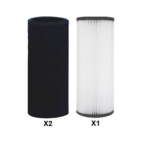 Lot de 2 pré-filtres + 1 Filtre polyester pour centrales d'aspiration Aertecnica TS2, TS4, TS105, TS205 ... (1/3)