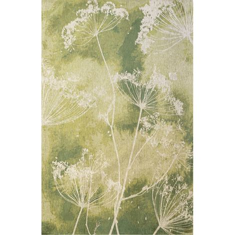 Tapis intérieur extérieur vert jacquard antidérapant - 80 x 150 cm (1/5)