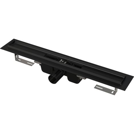 Alca - Canalina doccia 145 cm, con bordo per griglia forata, nero opaco APZ1BLACK-1450 (1/2)