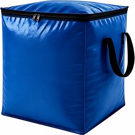 Sac de rangement pour couette en coton grande capacité, tissé en PE, pliable et portable, bleu 90 L (1 paquet) (1/5)