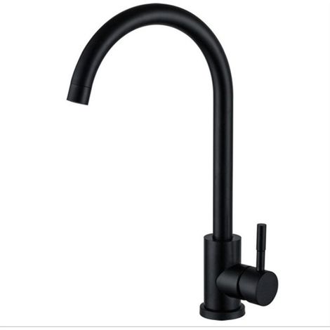 QAZQA Robinet de Cuisine rotatif à 360 °Cuisine Mitigeur Acier Inoxydable eau Chaude et Froide simple poignée moderne anti-empreintes Digitales anti-lime Robinet évier de cuisine(noir)