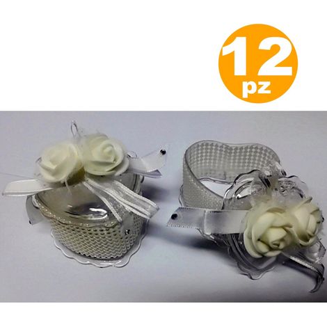12 Boîtes De Mariage Perles Blanches Rose 6x7x4.5cm Favors De Mariage (1/2)