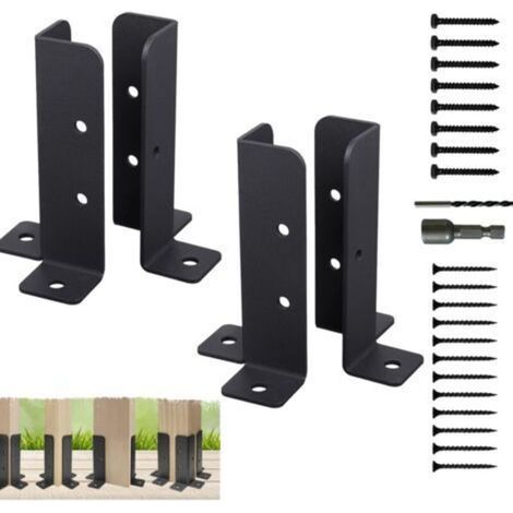 4 Pcs Support de Poteaux de Clôture, Support Poteau a Visser, Manchon de Sol, Base de Poteau de Terrasse Réglables, Supports de Poteau Bois Fixation pour Pergola (1/5)