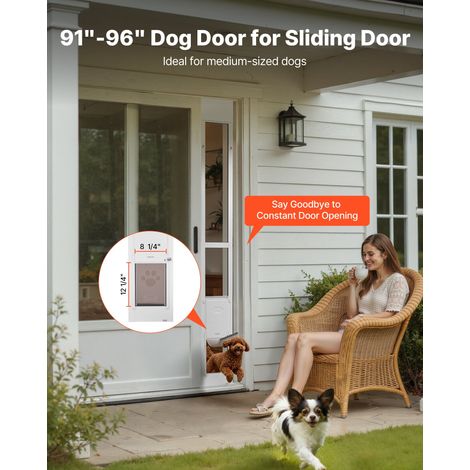 Chatière pour Chien et Chat pour Porte Coulissante en Verre, Porte pour Animaux de Compagnie Hauteur Réglable 2311-2439 mm, Trappe… (1/5)