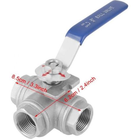 Vanne Femelle 3 Voies Robinet Boisseau Sphérique Inox 3/4 " DN20 (1/4)