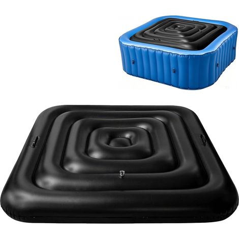Couverture Thermique pour Bains à remous Carrée et Gonflable avec poignées, Couvercle de Bain à Remous économe en énergie, Couverture De Spa Gonflable (Schwarz, 130CM) (1/5)