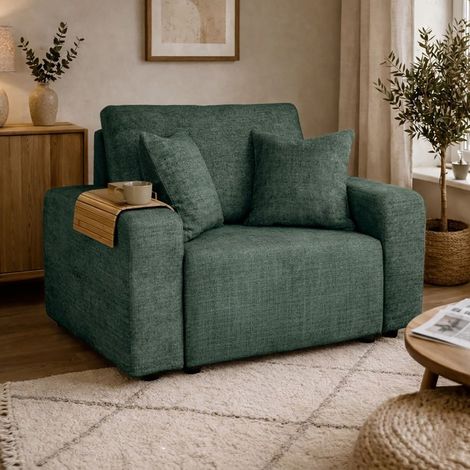 Fauteuil convertible 106x82x90 cm en tissu texturé vert - MODULYS
