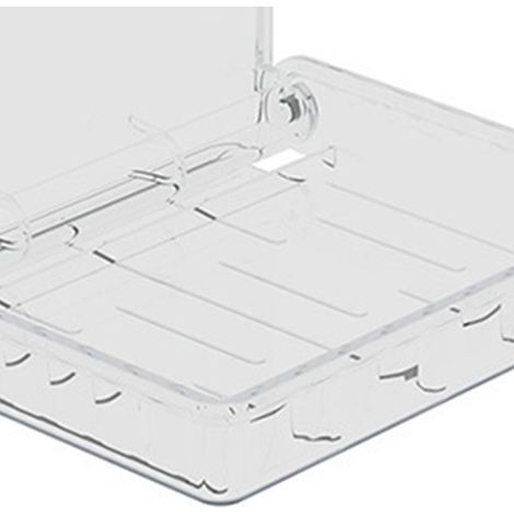 Étagère murale pliante transparente sans perçage, grande capacité, robuste, pliable, flottante, pour salle de bain. (1/5)