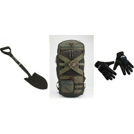 Xplorer zaino Xp Backpack 280 per uso metal detector + Pala All Black + Guanti