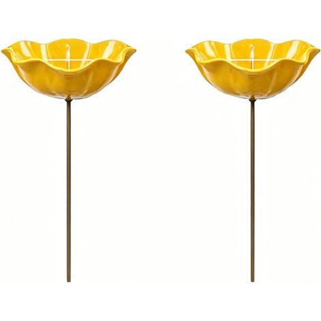 Set di 2 abbeveratoi/vasche per uccelli, ciotola per colibrì, decorazione da giardino, fornisce acqua, lega di alluminio, 15 x 15 x 60 cm, ideale per aiuole, vialetti, ecc. (1/5)