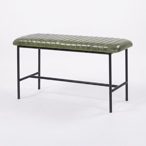 Banco Émile de 100 cm en cuero de búfalo verde (1/4)
