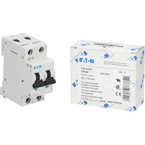 EATON (MOELLER) DISJONCTEUR FAZ-C25/2 C 25 A, DISJONCTEUR DE CIRCUIT 2P 278762