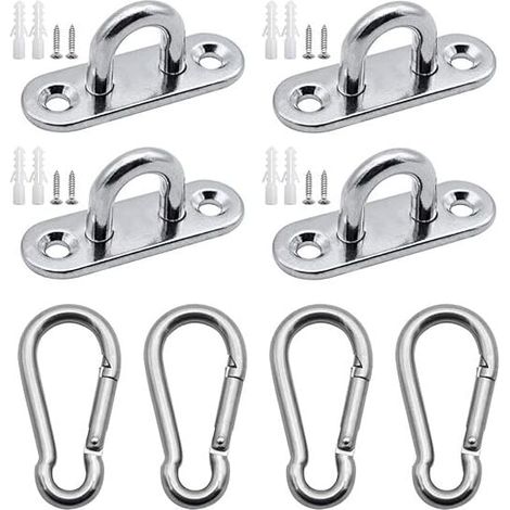 4 Pièces Mousquetons de Fixation M5 en Acier Inoxydable 304 pour Voiles Hamacs et Support Mural Charges Lourdes (1/4)