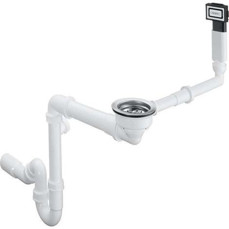 Hansgrohe Juegos de desagüe - Conjunto de desagüe con rebosadero para fregadero de un seno, cromo 43927000
