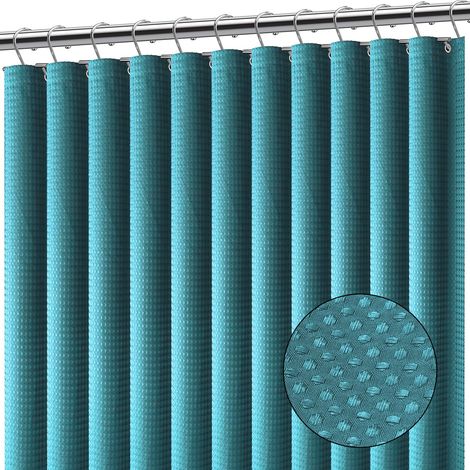 Rideau de Douche gaufré Bleu Sarcelle Rideau de Salle de Bain résistant à l'eau 180 x 180 cm Non doublé Œillets sur Le Dessus (1/5)