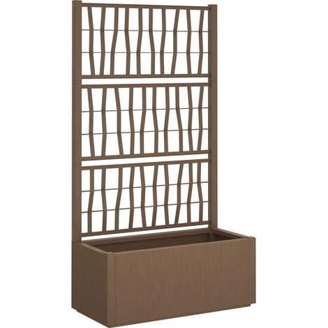 vidaXL Garden Planter with Trellis Brown 80 x 36 x 140 cm PP