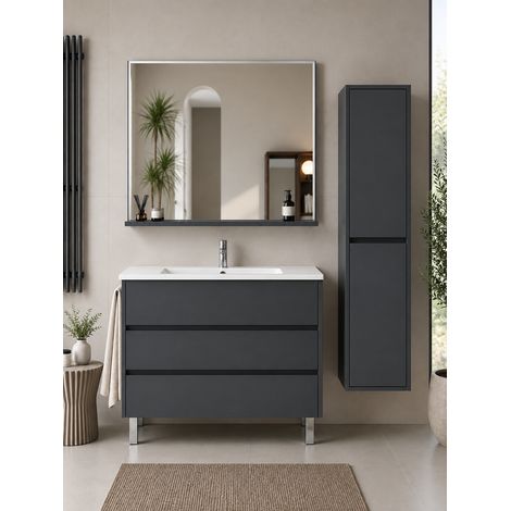 Bathroom cabinet with basin ORIGENBATH IMPERIA without mirror 80x45 cm graphite with column (1/5)