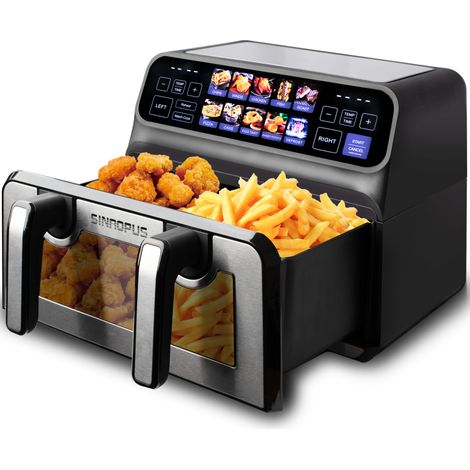 Heißluftfritteuse 9 l mit Doppelkammer 2200 W, Sichtfenster und LED-Display (1/5)