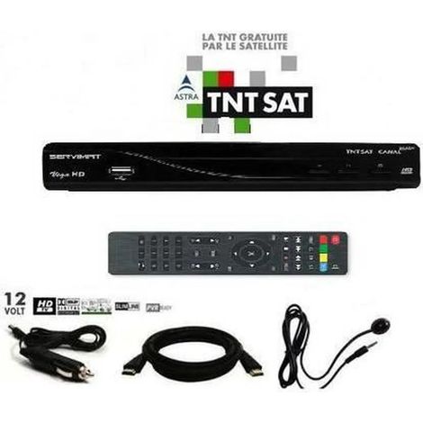 RECEPTEUR SATELLITE SERVIMAT VEGA +CARTE TNTSAT +CORDON 12 V+ DEPORT IR +HDMI