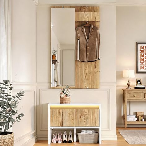 Ensemble d'entrée avec porte-manteau miroir et rangement (1/5)