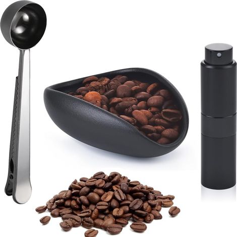 Lot de tasses doseuses pour grains de café, pelle à café avec clip, ensemble de flacons pulvérisateurs, accessoires à expresso, accessoires de café pour bar à café, noir (1/5)
