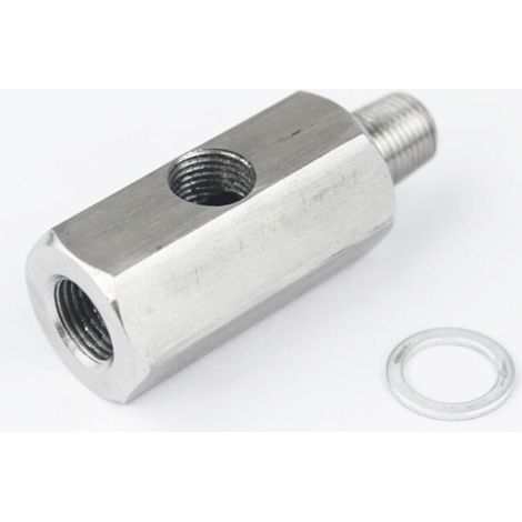 SHINING HOUSE Té de capteur de pression d'huile en acier inoxydable 1/8" NPT Turbo Ligne d'alimentation en huile Manomètre Pièces automobiles (1/8" NPT) (1/4)