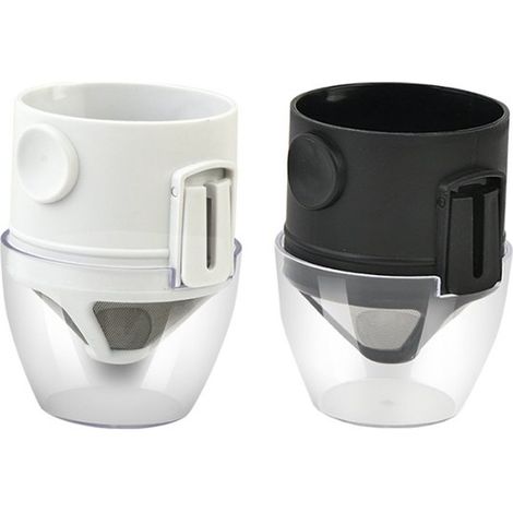 Kaffeefilterhalter mit Becherhalter, 2er Set Kaffeefilter Kaffeefilterbecher aus Edelstahl, tragbar, faltbar, mit Griff zum Aufhängen, für Handbr (1/5)