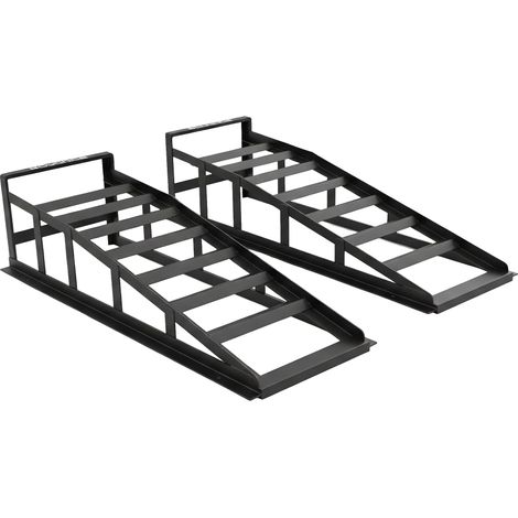 Stratos - Paire de rampes pour le levage de voitures jusqu’à 2,5 tonnes, entretien des véhicules, en acier noir (1/5)