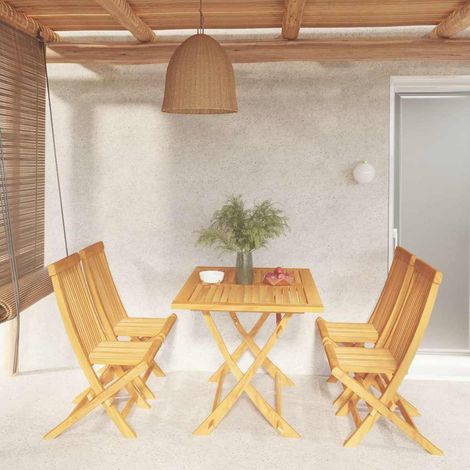 Salon de jardin 5 pcs Ensemble Table et Chaise de Jardin - Bois de teck massif BV386653 - BonneVie (1/5)