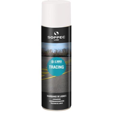 Soppec – Peinture de traçage de lignes 500ml – Excellente adhérence – Résistance aux intempéries – Séchage rapide 15-20 min – Pour surfaces peu sollicitées
