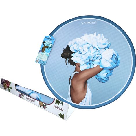 Set de table rond à motifs floraux, sous-assiette bleue, 40 cm (1/4)
