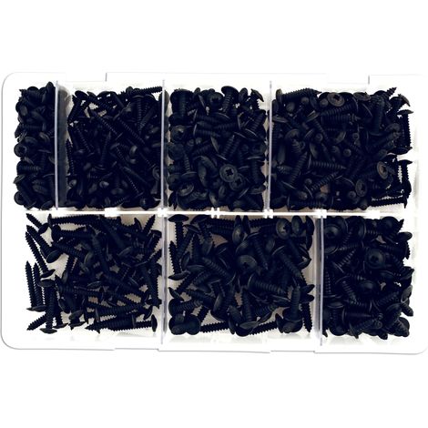 Viti autofilettanti nere tipo Parker - assortimento di 700 viti