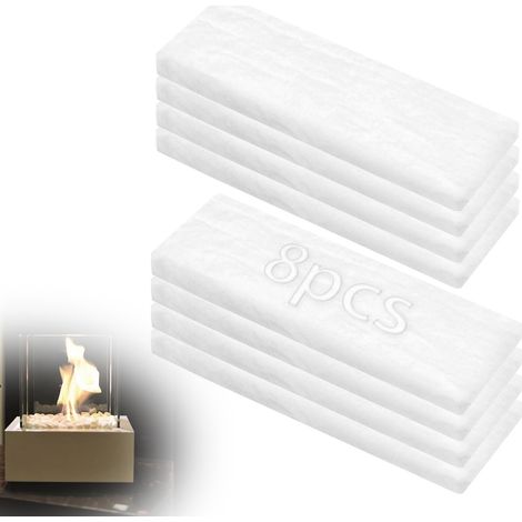 Set mit 8 Keramikwollmatten für Bioethanol-Kamine, 30 x 10 x 2,5 cm. Geeignet für Tischkamine und den Innenbereich.