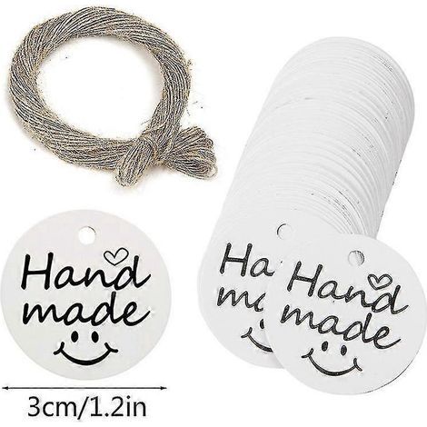 100 runde Geschenkanhänger aus Kraftpapier, handgefertigt mit Liebe und mit Schnur. – Muster 5 (1/5)