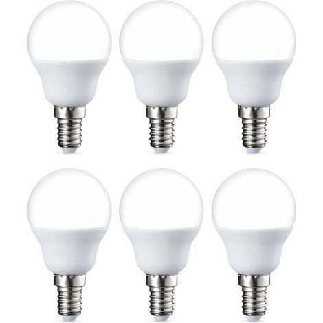 Packung mit 6 kleinen runden LED-Lampen, G45 Edison-Schraubsockel E14, 5 W (entspricht 40 W), warmweiß, nicht dimmbar [Energieklasse F]