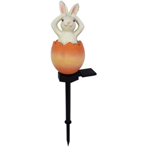 Lampe de jardin solaire extérieure en forme de lapin étanche Contrôle intelligent de la lumière Lumière de pelouse au sol Résine naturelle pure (bleu), Lampes solaires d'extérieur, Lampes solaires d'e (1/5)