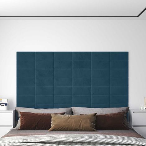 Wandkopfteilen 12 pcs Blau 30 x 15 cm Samt