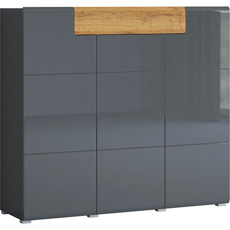 Aparador 3 puertas 1 cajón Jules Gris y Madera (1/5)