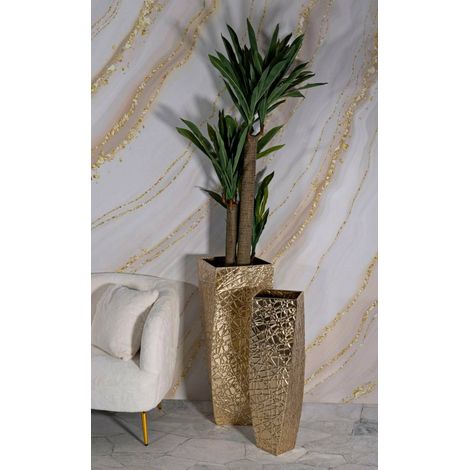 Set di 2 vasi Macae, Complemento d'arredo, Anfora, Accessorio d'arredo, 34x34 h90 cm, Oro