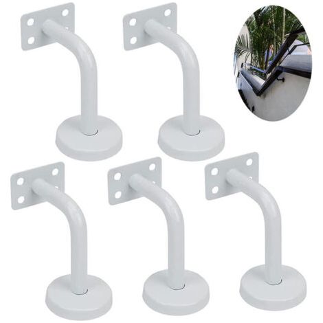 Set di 5 staffe bianche per corrimano di scale, supporti per ringhiere in acciaio inox, 60x80 mm, per ringhiere, supporti o balaustre di scale interne ed esterne. (1/4)