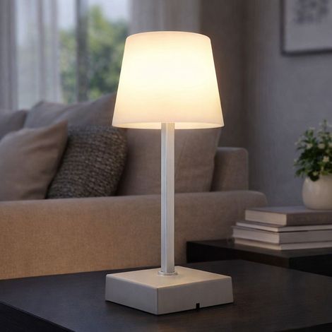 Tischlampe Nachttischlampe Schlafzimmerlampe silber opal Touchdimmer LED 25,5 cm